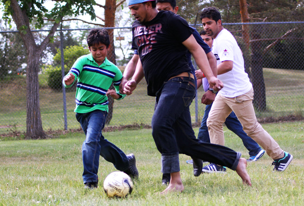 Playing soccer at the Youth Festival