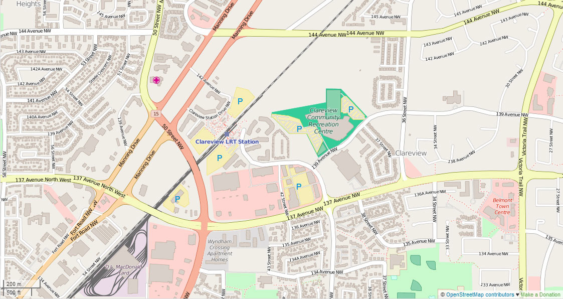Map of the Clareview Community Recreation Centre at OpenStreetMap